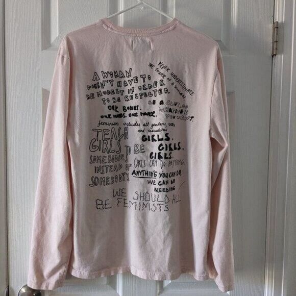 Cute CHNGE Feminist Graphic Message Long-Sleeved Tee Sz M VGUC - Picture 6 of 11